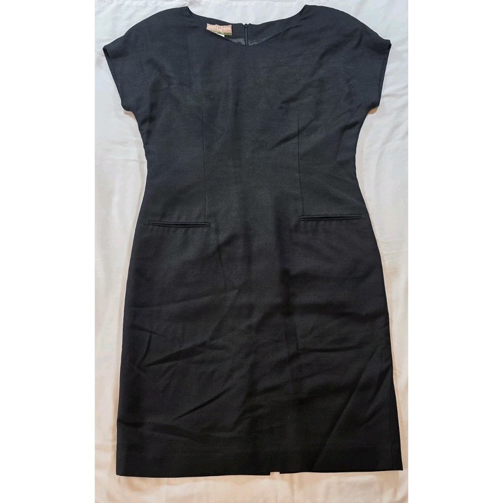 Avery Quinn Dress Womens 12 Black Rayon Padded Shoulders USA Boutique Charleston - Picture 1 of 7